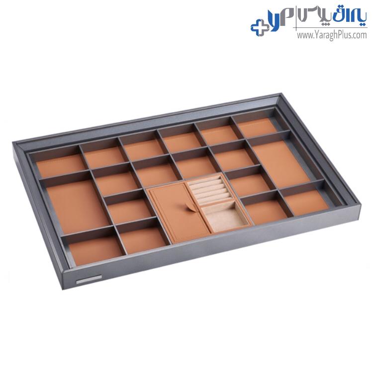سینی مشبک چرمی ریلی داخل کمد لباس رنگ طوسی نارنجی فرنچ استایل فانتونی j931 - j932