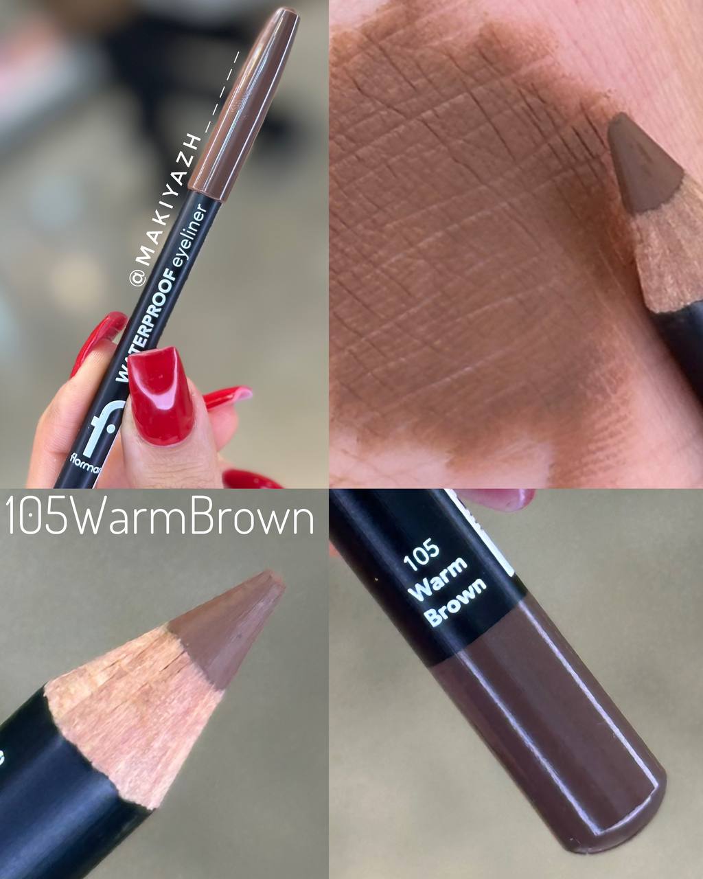 مداد چشم ضدآب فلورمار flormar مدل Waterproof کد 105(رنگ Warm Brown)