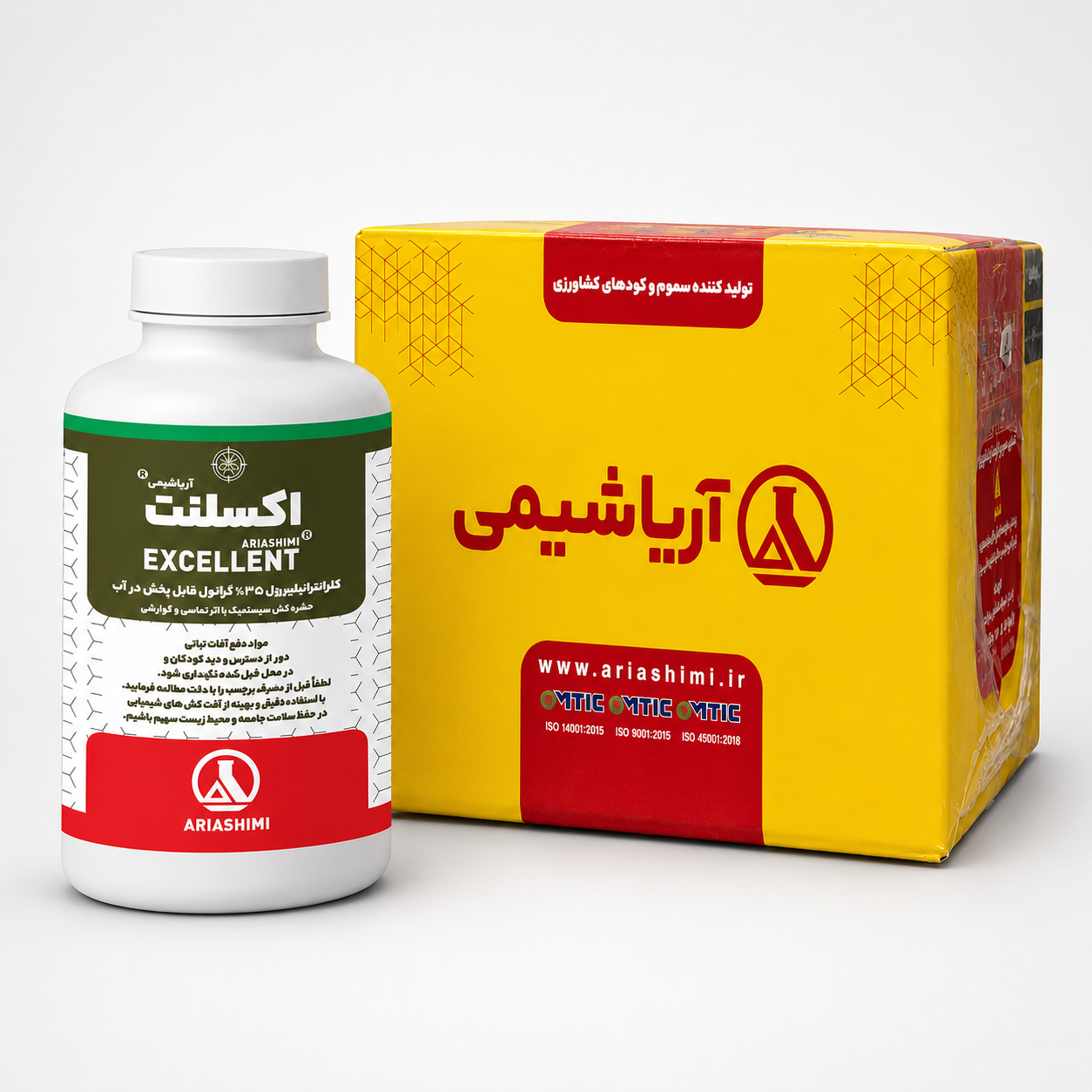حشره‌کش کلرانترانیلی پرول آریاشیمی (اکسلنت) ۳۵٪ WG بطری ۱۰۰ گرمی - فروش عمده (کارتن ۵۰ عددی)