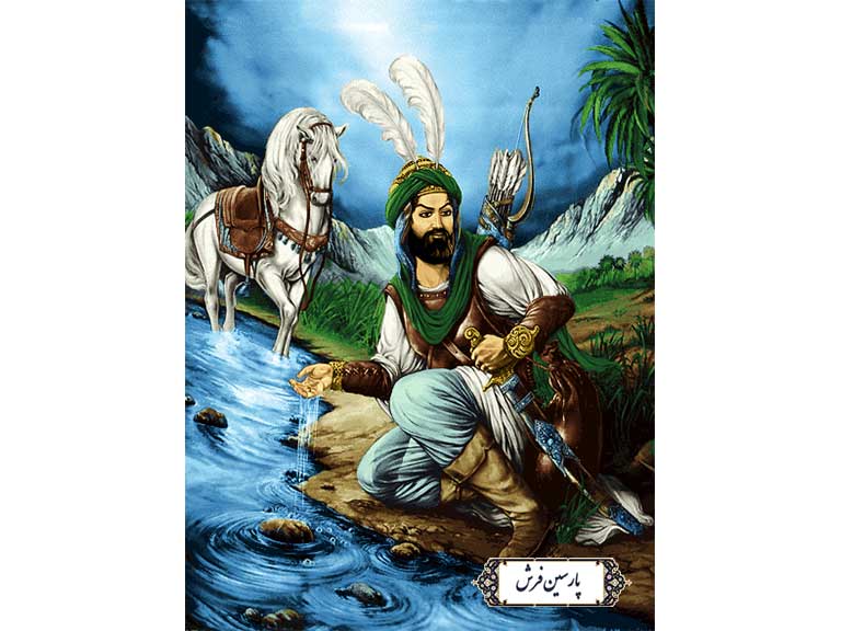 نخ و نقشه تابلو فرش طرح حضرت ابوالفضل (ع) - کد NR145