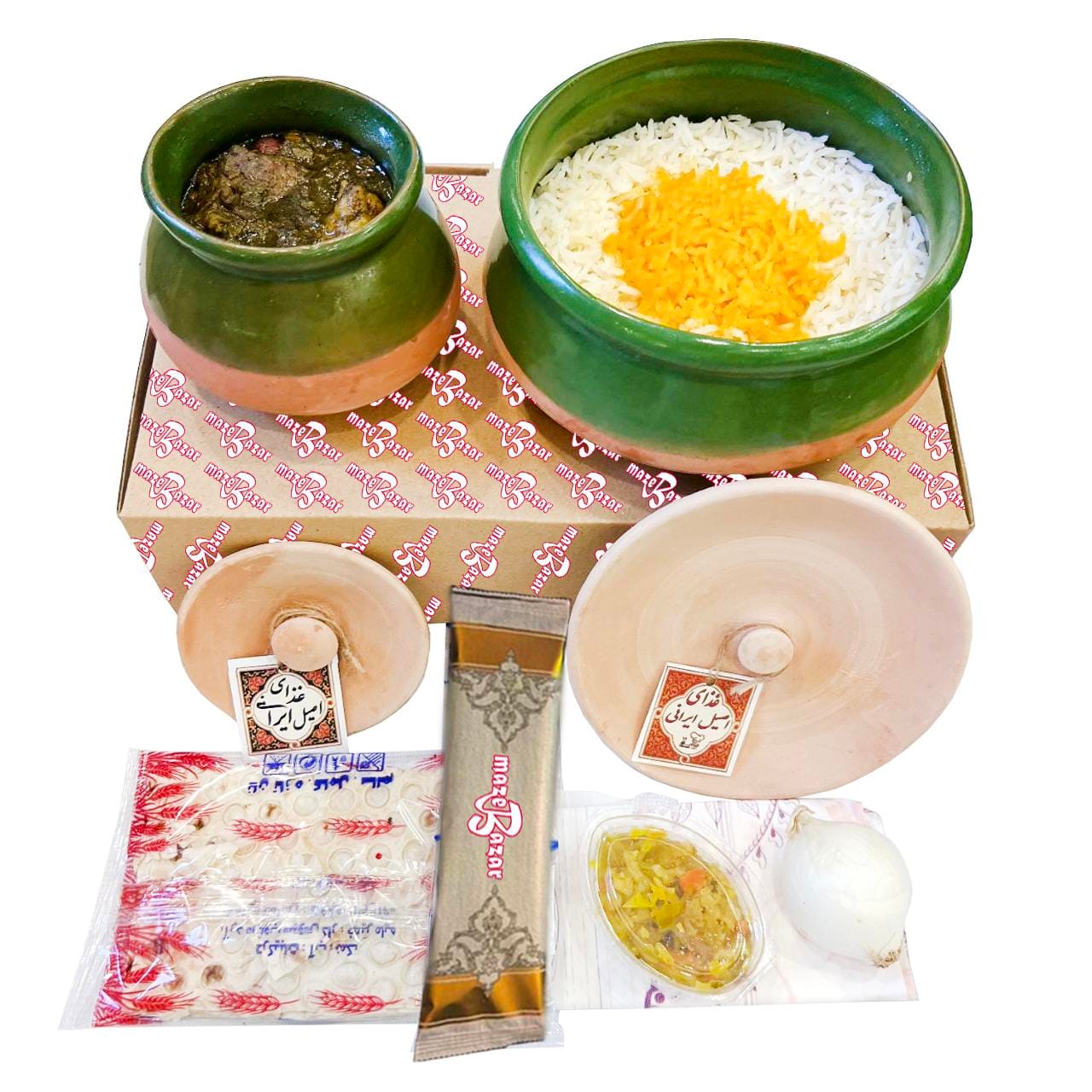 کته گمج گیلکی با قورمه سبزی سفالی مزه بازار