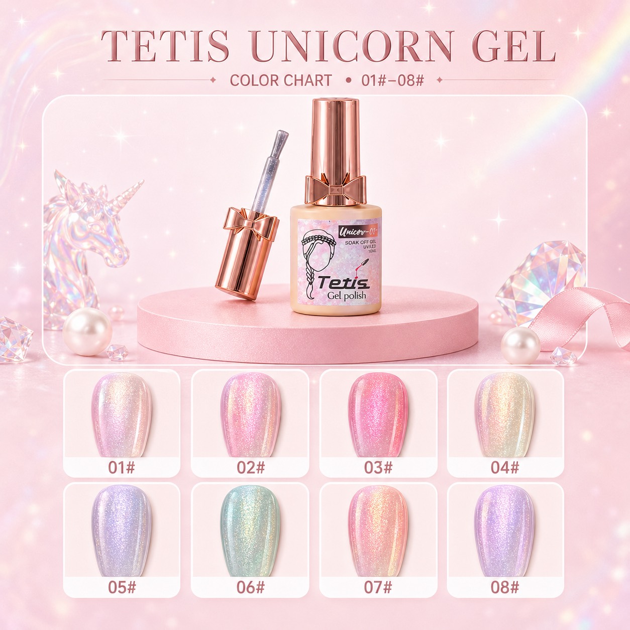 لاک ژل یونیکورن ۱۰ میل تتیس Tetis