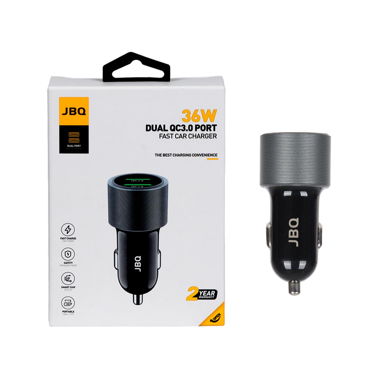 شارژر فندکی فست دو پورت JBQ مدل CC-736 36W - مشکی