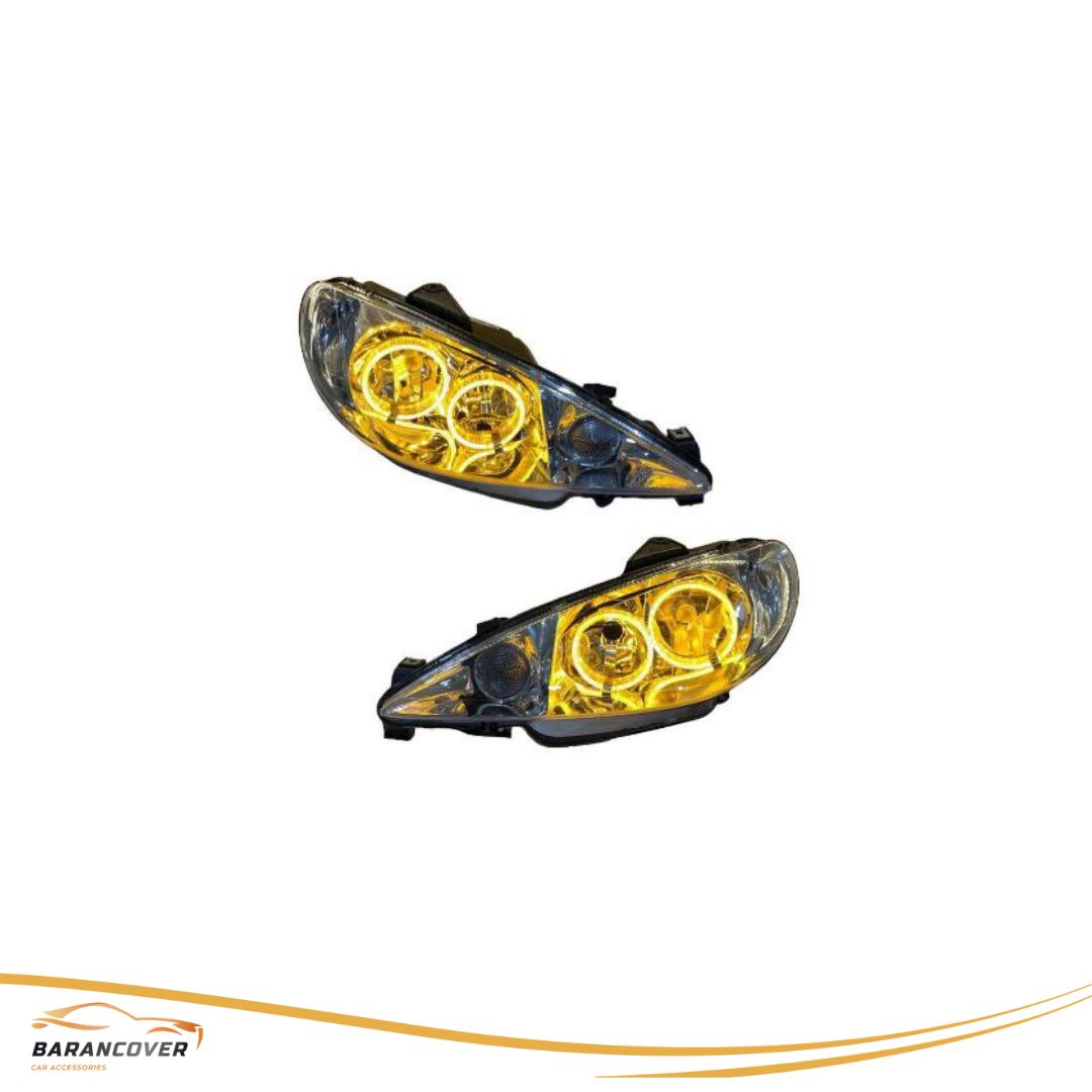 چراغ جلو 206 اسپرت طرح دو گرد bmw رنگ انبه ای چپ و راست مارک مدرن