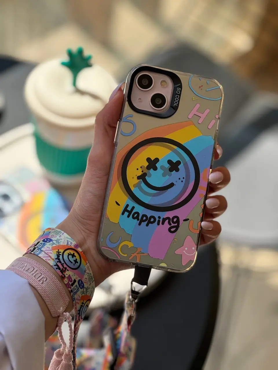 قاب Happy Face colourful با بند (کدC1669)