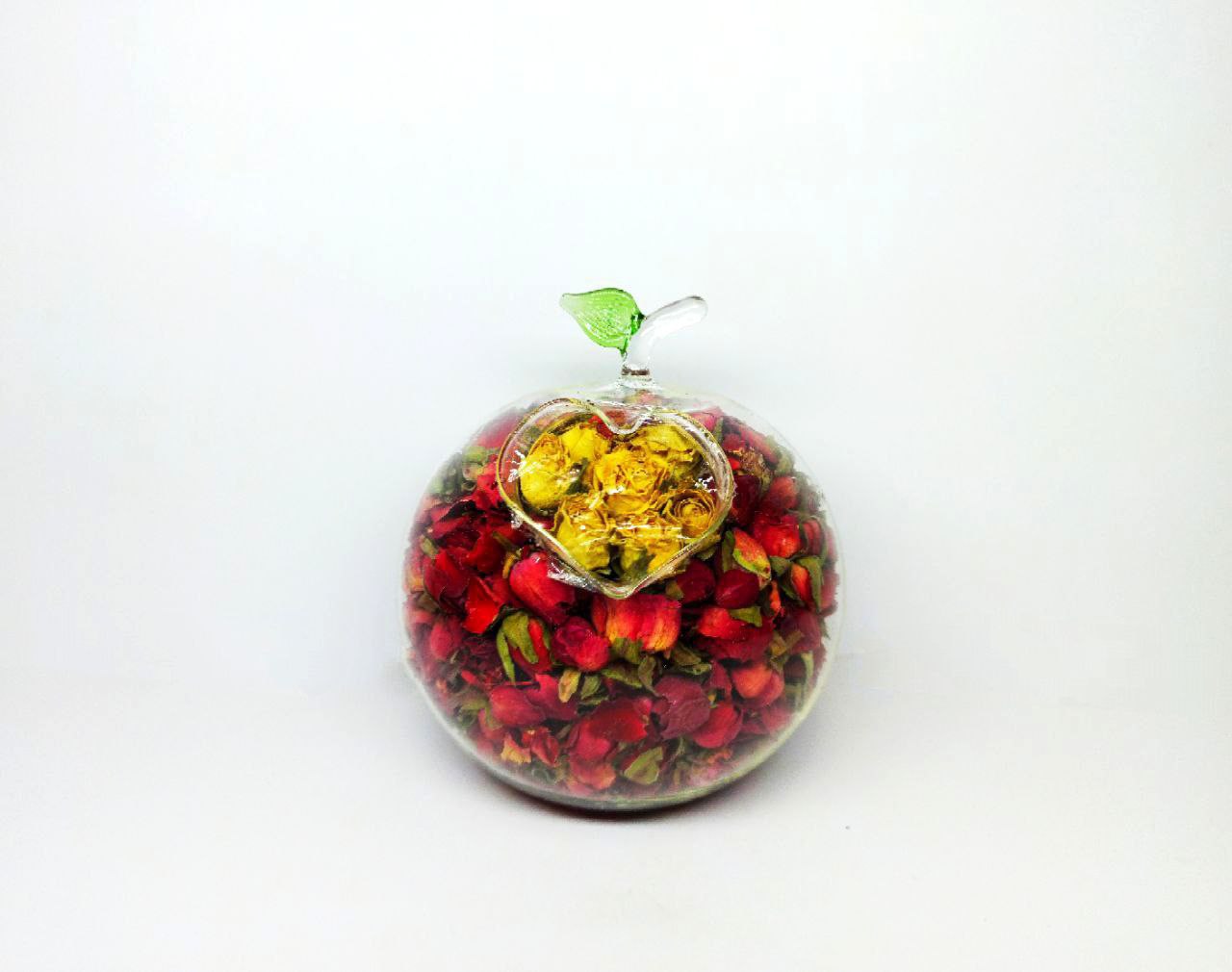 گل خشک معطر دکوری همراه ظرف شیشه ای سایز بزرگ