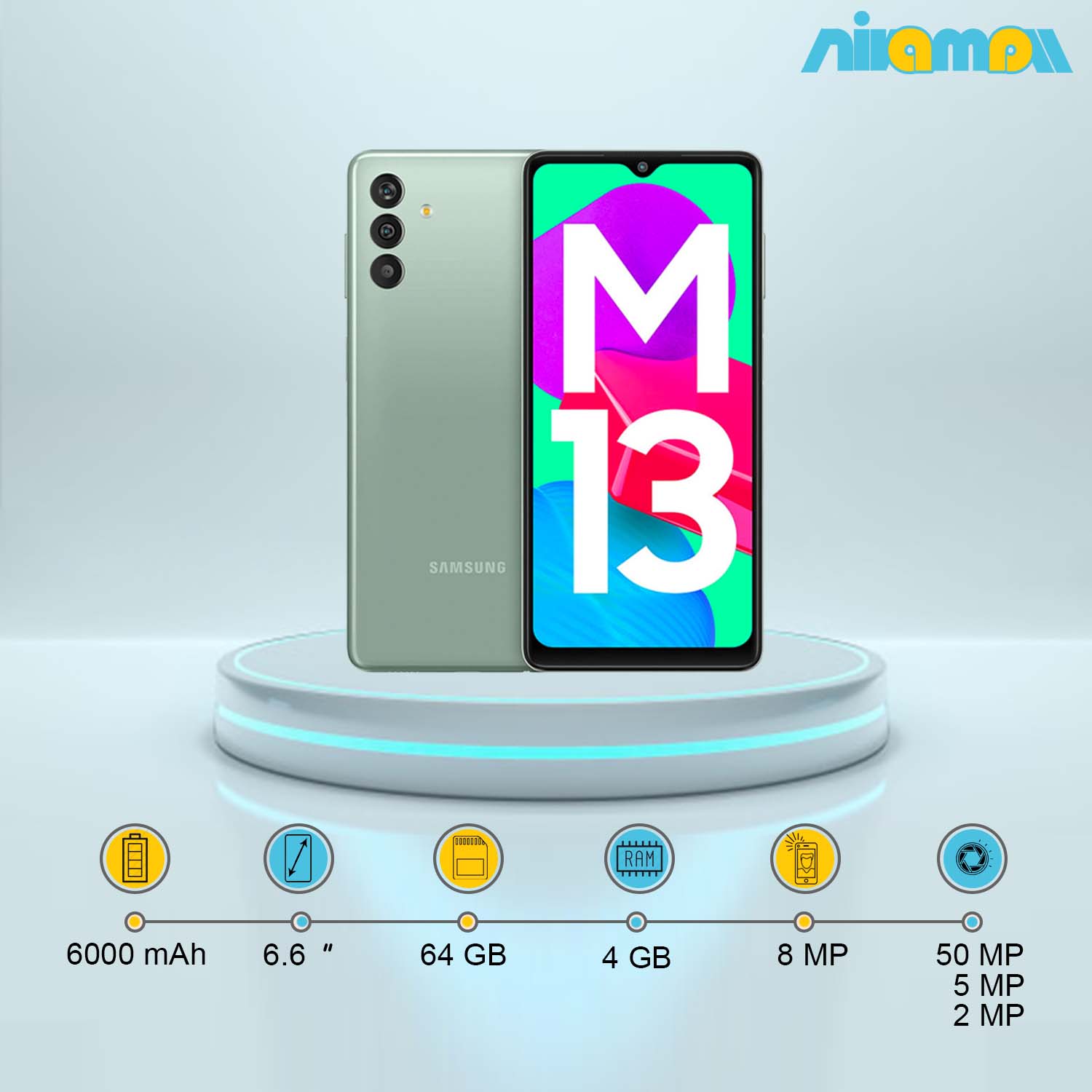 گوشی موبایل سامسونگ مدل Galaxy M13 دوسیم کارت ظرفیت 64 گیگابایت و رم 4 گیگابایت