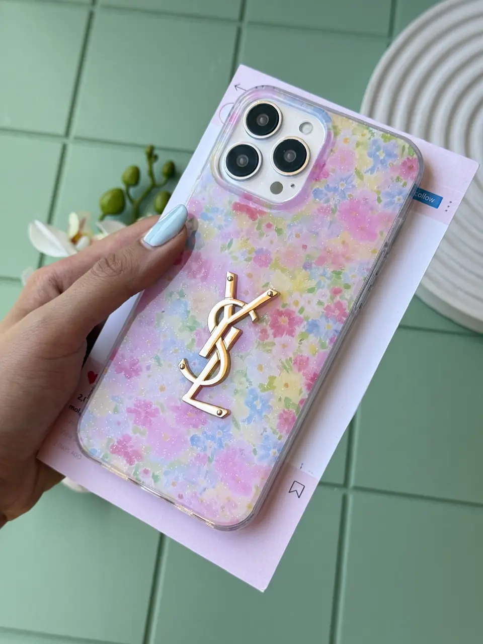 قاب آیفون YSL Pink Garden
