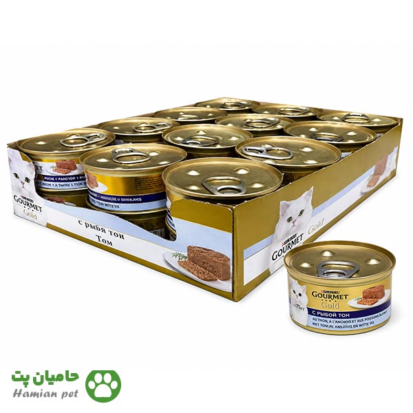 کنسرو گورمت گربه طعم پته ماهی تن بسته ۲۴ عددی