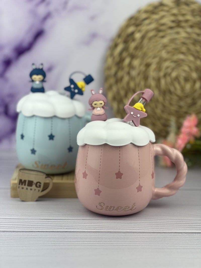 ماگ سرامیکی SWEET دسته بافت نی دار