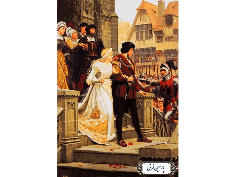 نخ و نقشه تابلو فرش طرح عروسی فرانسوی - کد NF2177