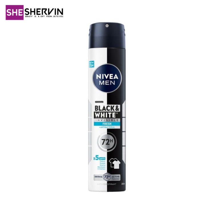 اسپری مردانه نیوآInvisible Black & White Fresh بلک اند واین اینویزیبل فرش200میل 72h