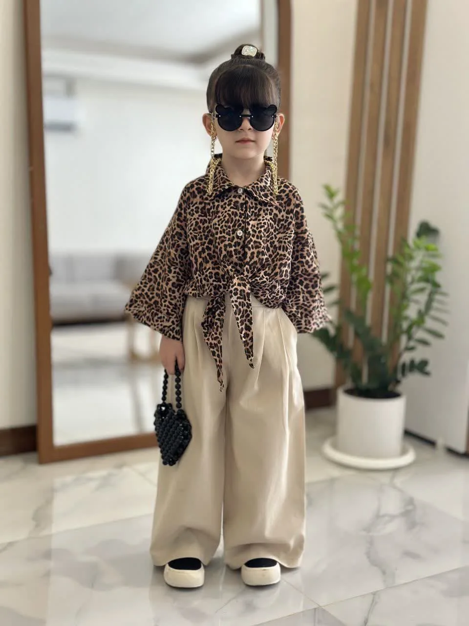شومیز گره ای با شلوار بگ