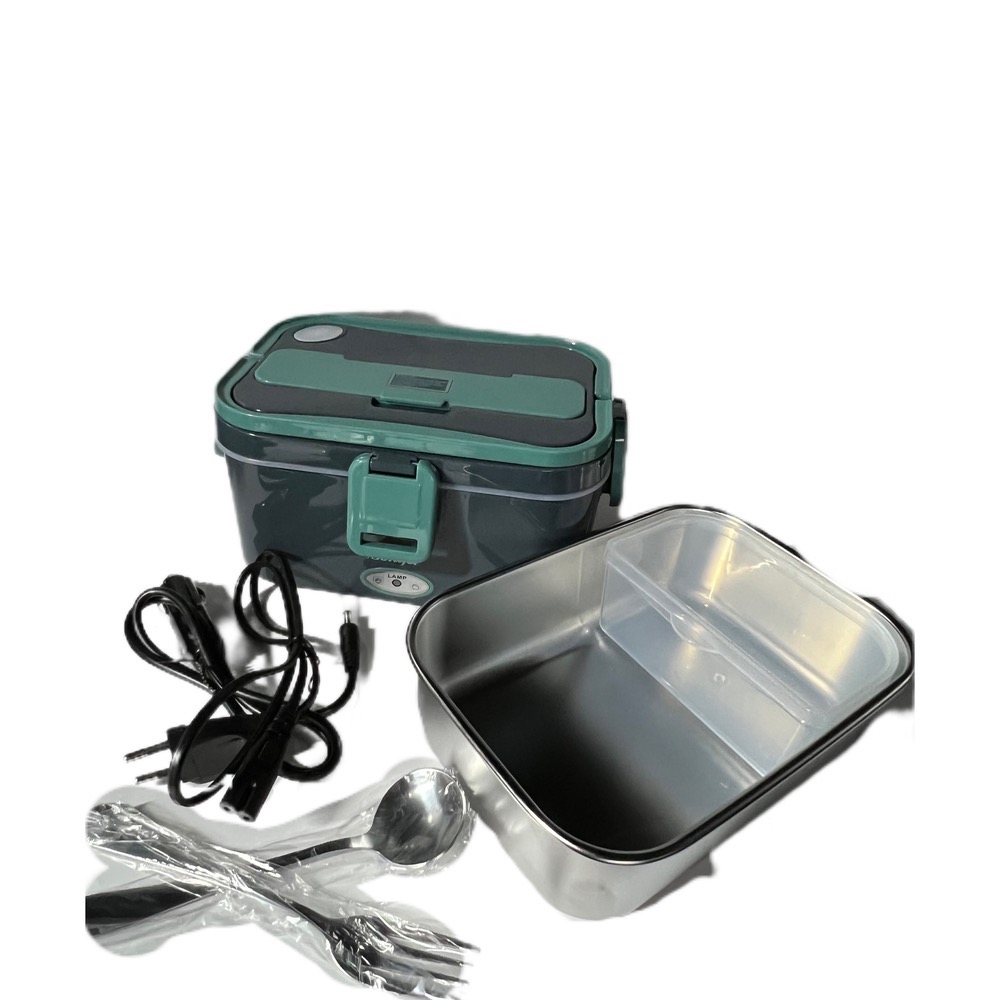 لانچ باکس برقی استیل سه‌تکه – ظرف غذای برقی دوگانه 240V و 12V، گرم‌کن حرفه‌ای مناسب محل‌کار، ماشین و سفر