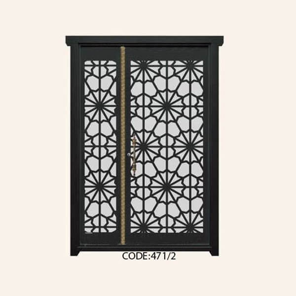 درب یک و نیم لنگه فلزی CNC طرح 471
