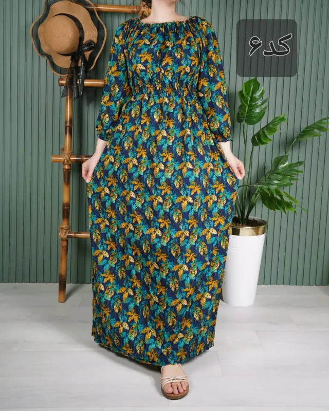 پیراهن ساحلی زنانه نخی U7615 - کد-6