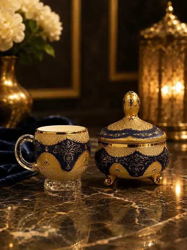 ست قندان و فنجان كاتاليا كرم