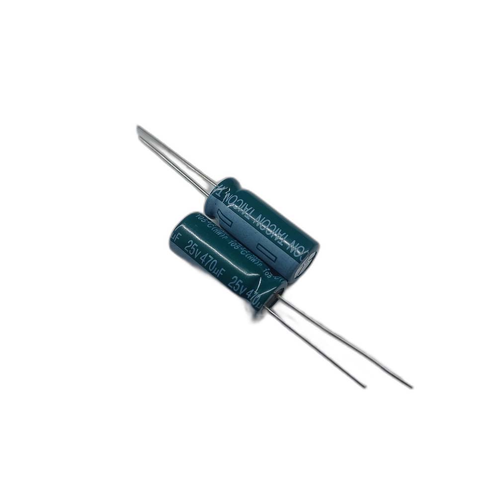 خازن الکترولیتی 470uF / 25V مارک TAICON (HW) سایز 8mmx20mm