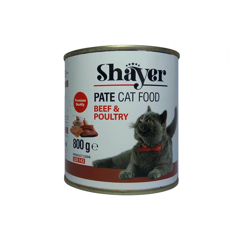 کنسرو غذای گربه «شایر» پته مدل BEEF & POULTRY (800 گرم)