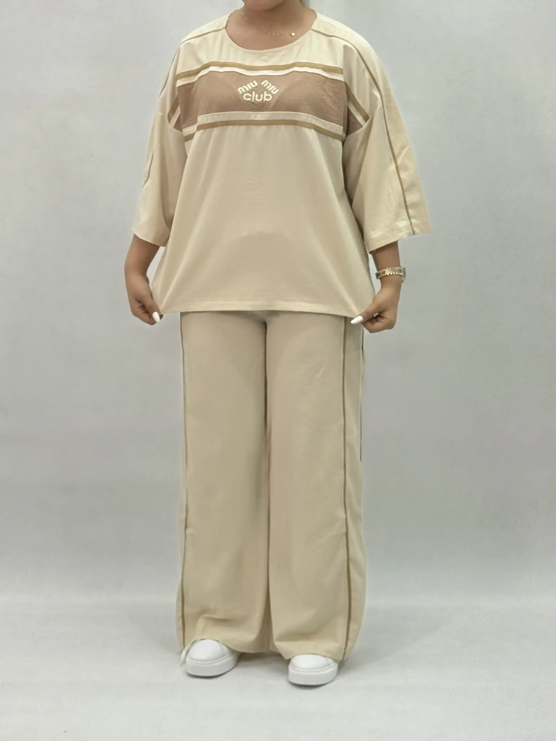 ست نوار دوزی miuclup - کرمی