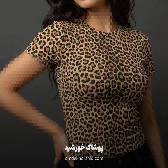 کراپ یقه گرد پلنگی