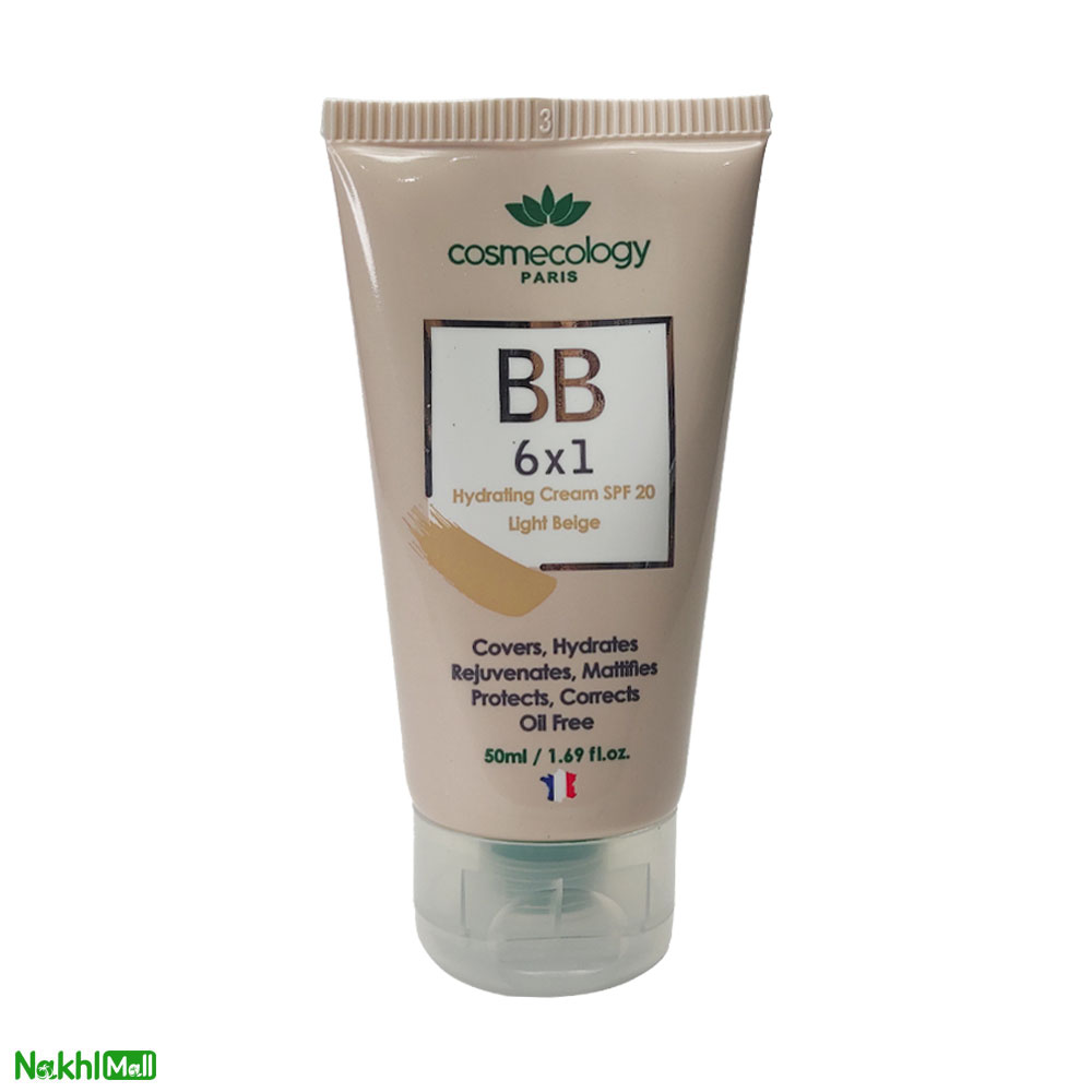 بی بی کرم کاسمکولوژی 6*1 رطوبت رسان SPF20 بژ روشن حجم 50میل