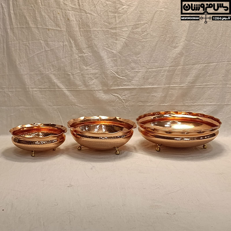 سرویس پذیرایی مسی ۳ پایه چکشی مدل هنری