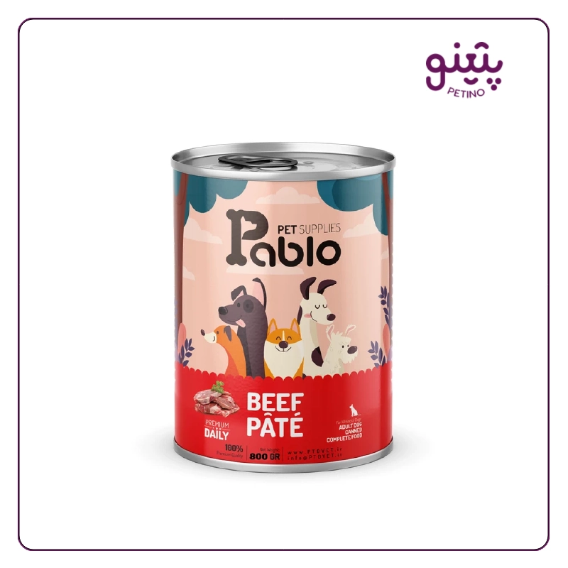 کنسرو سگ بالغ پابلو با طعم گوشت 800 گرمی