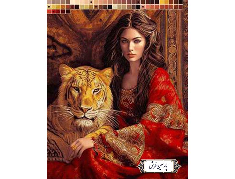 نخ و نقشه تابلو فرش طرح دختر و ببر - کد NC6440