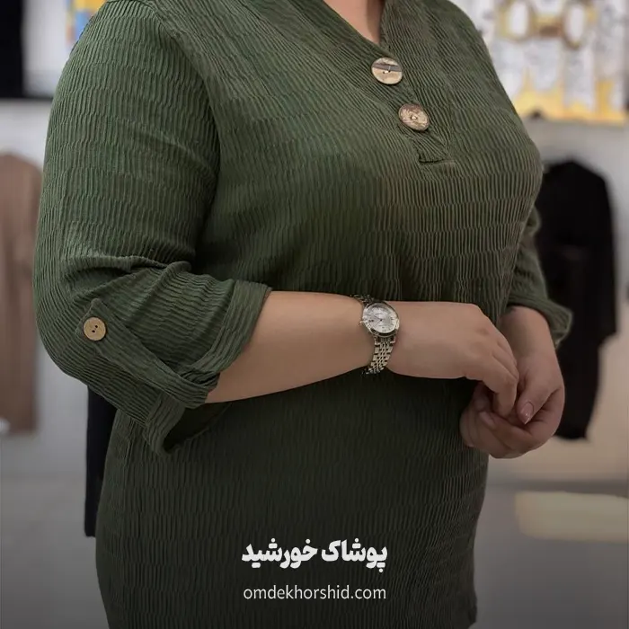 تونیک پاگون دار دکمه چوبی