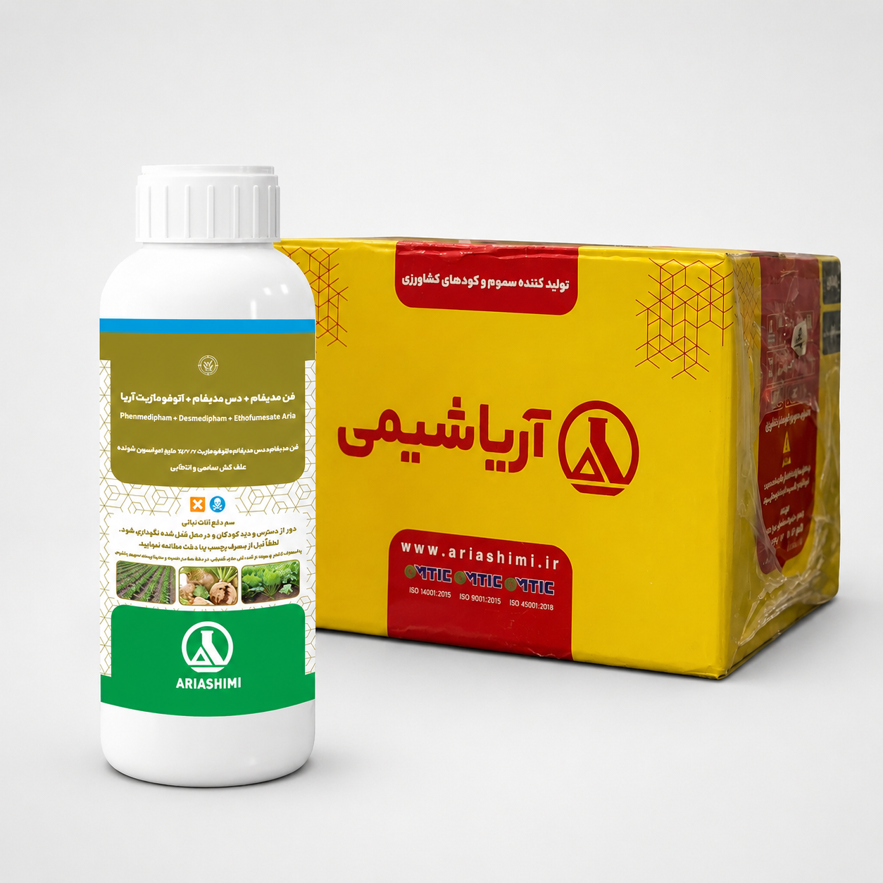 علف کش فن مدیفام + دس مدیفام + اتوفومزیت ۲۷.۴٪ EC آریاشیمی – بطری ۱ لیتری (فروش عمده – کارتن ۱۲ عددی)