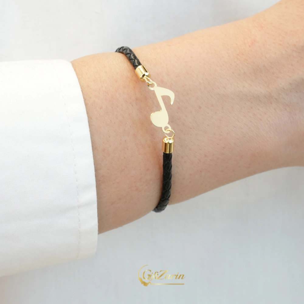 دستبند چرم و طلا ملودی B236