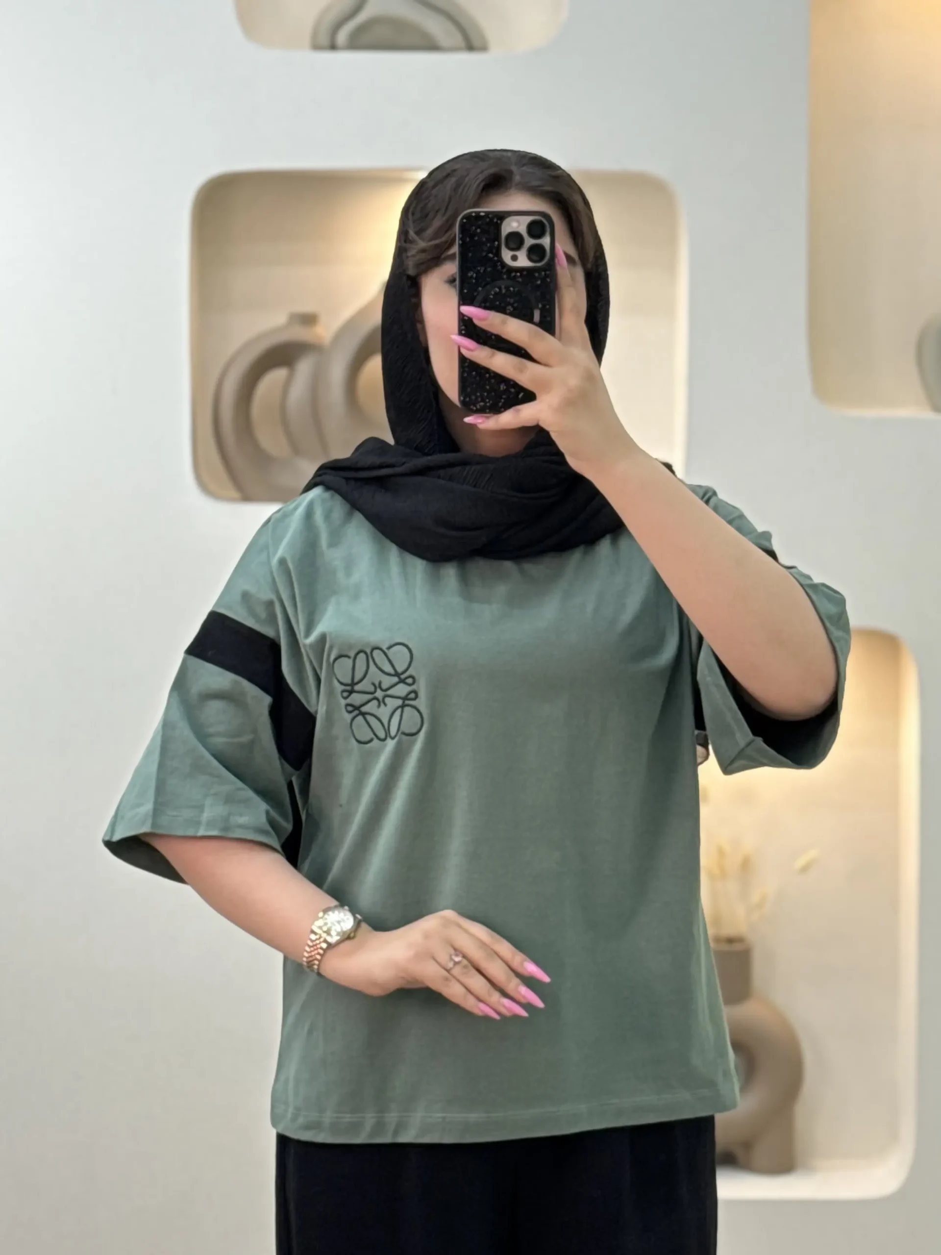 تیشرت گلدوزی لویی وی-11860 - سبز