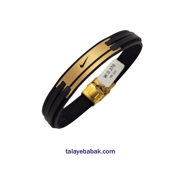 دستبند چرم وطلا نایکی مشکی DM077