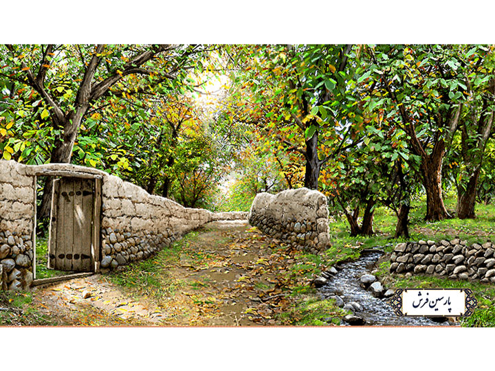 نخ و نقشه تابلو فرش منظره کوچه باغ بهاری- کد NV738