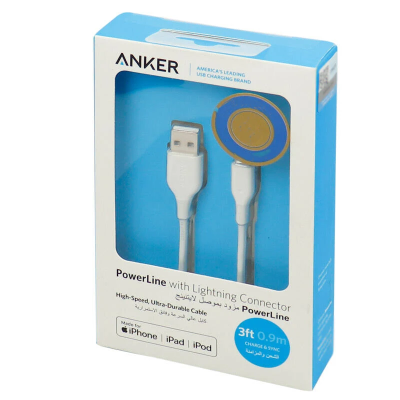 کابل تبدیل USB به لایتنینگ انکر مدل A8111H21 طول 0.9 متر