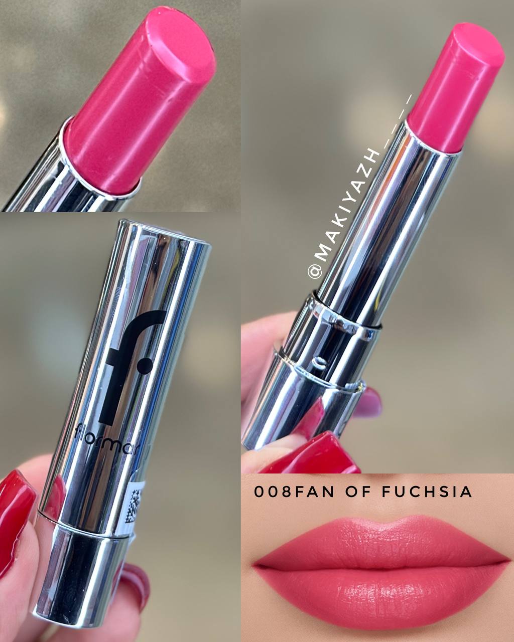 رژلب جامد براق فلورمار مدل Sheer Up کد008(fan of fuchsia)