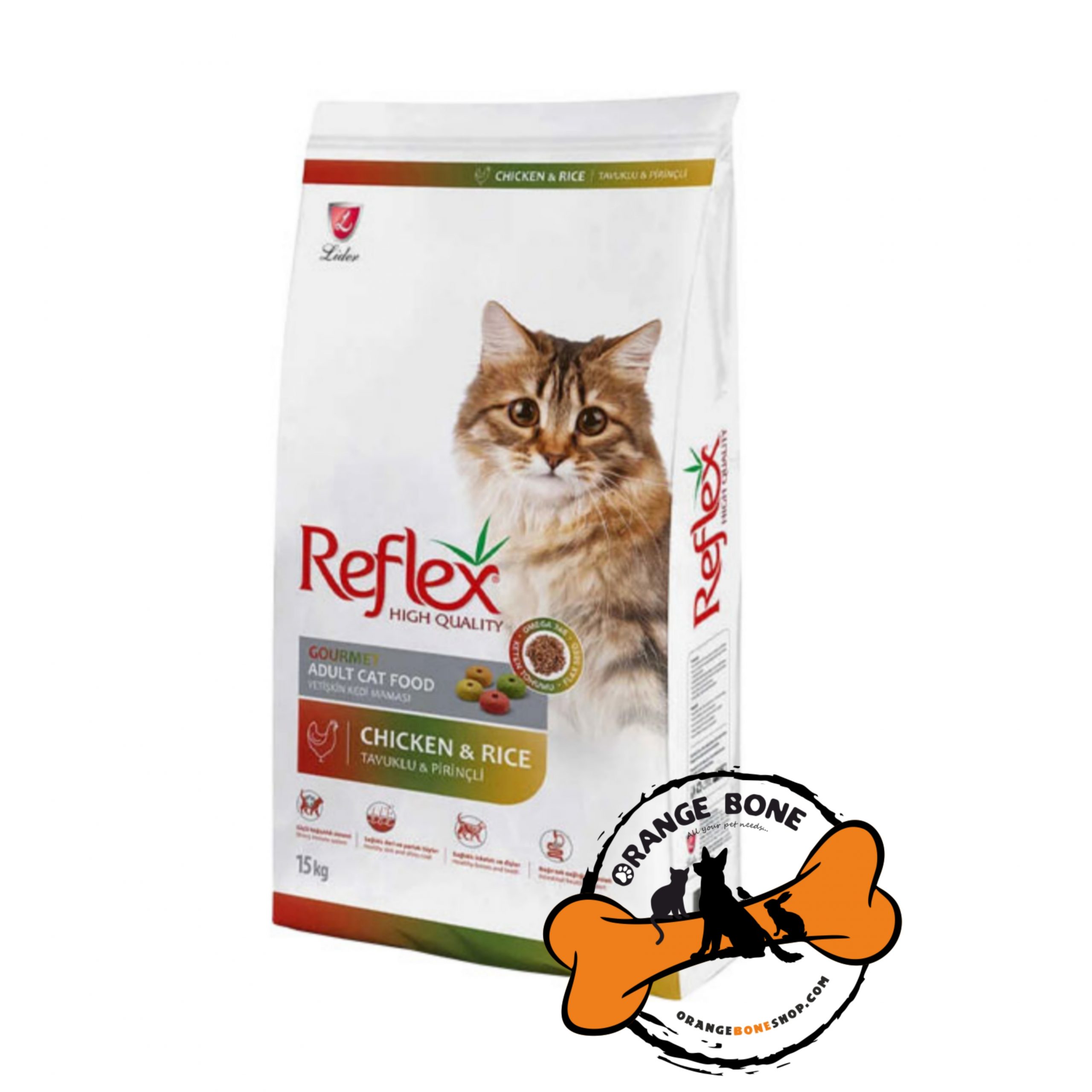 غذا خشک گربه مولتی کالر رفلکس طعم مرغ و برنج (15 کیلو)