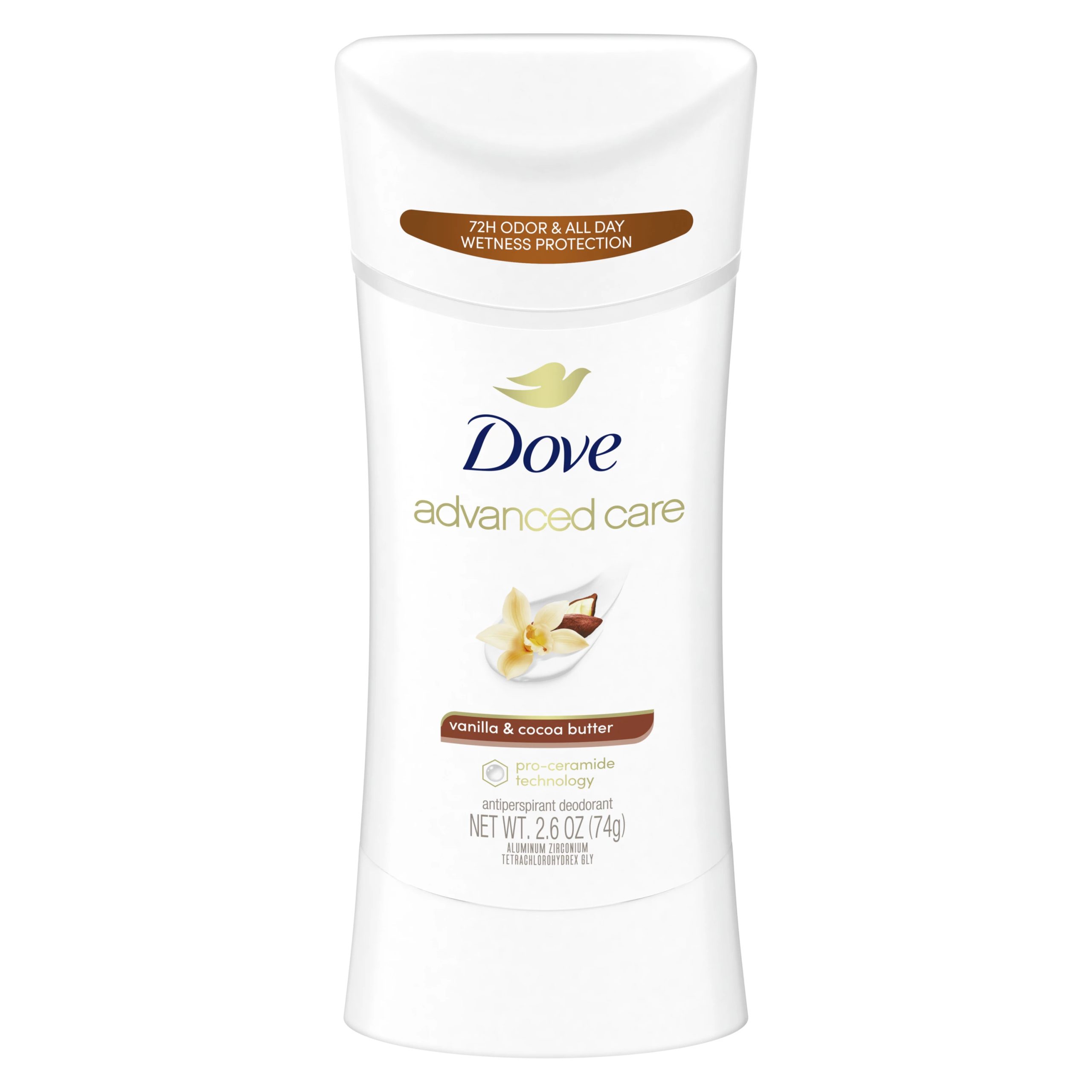 مام صابونی ضد تعریق داو وانیل و کره کاکائو حجم 74 گرم Dove Advanced Care Antiperspirant Deodorant Stick Vanilla & Cocoa Butter
