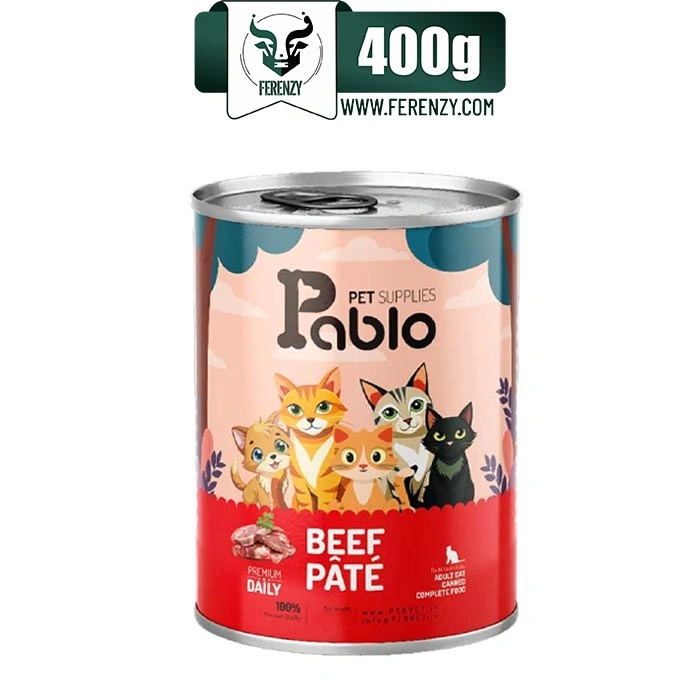 کنسرو گربه بالغ پابلو طعم گوشت گاو مدل پته وزن 400 گرم Pablo Pet Supplies