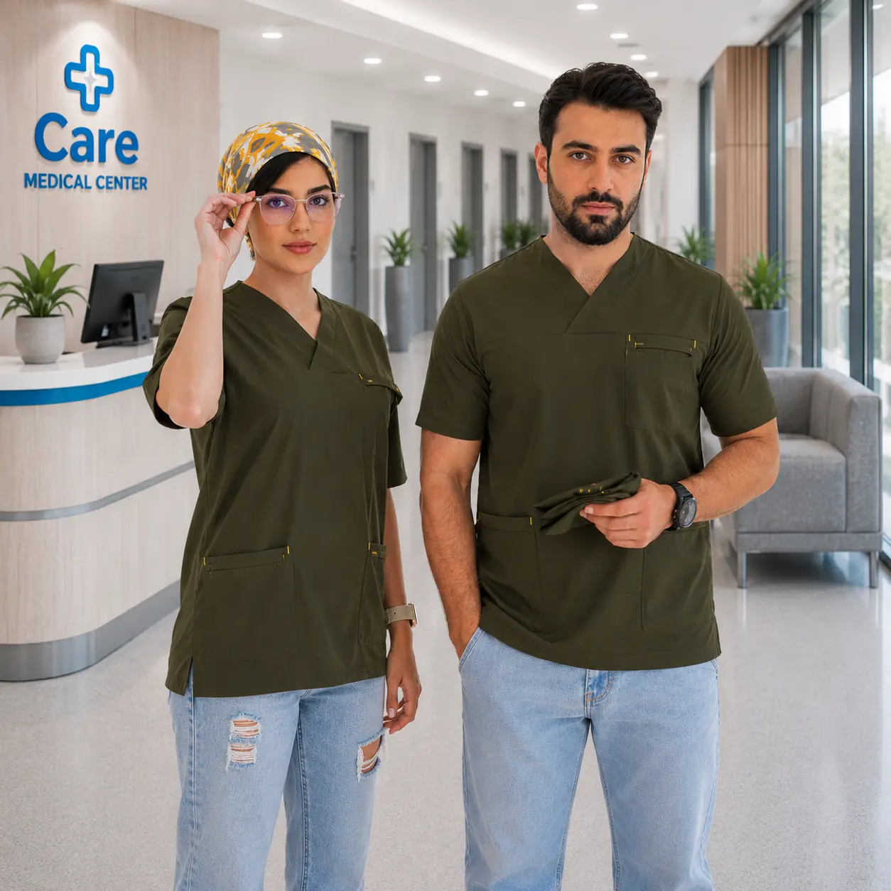 اسکراب تک بدون شلوار مدل (figs) رنگ سبز ارتشی