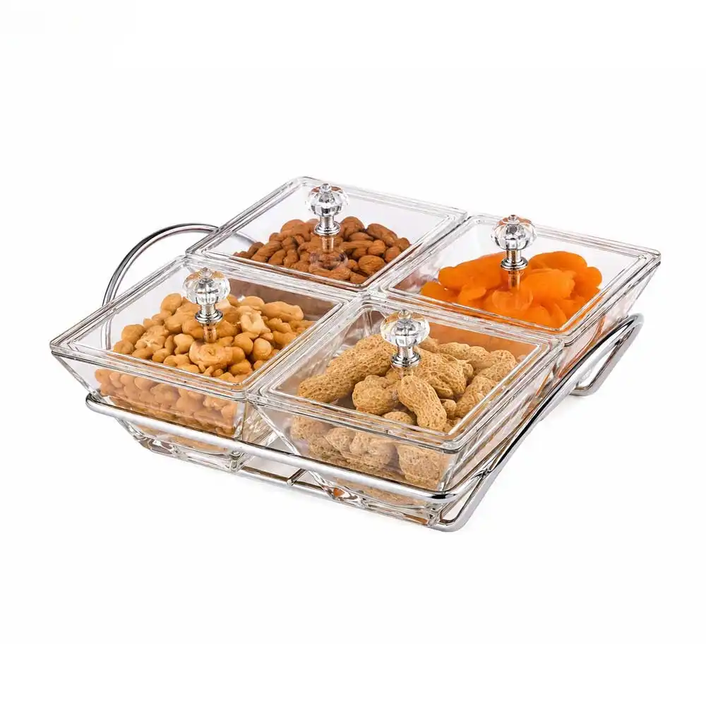 اردو خوری شیشه ای مربع 4 خانه لیمون کد 210800