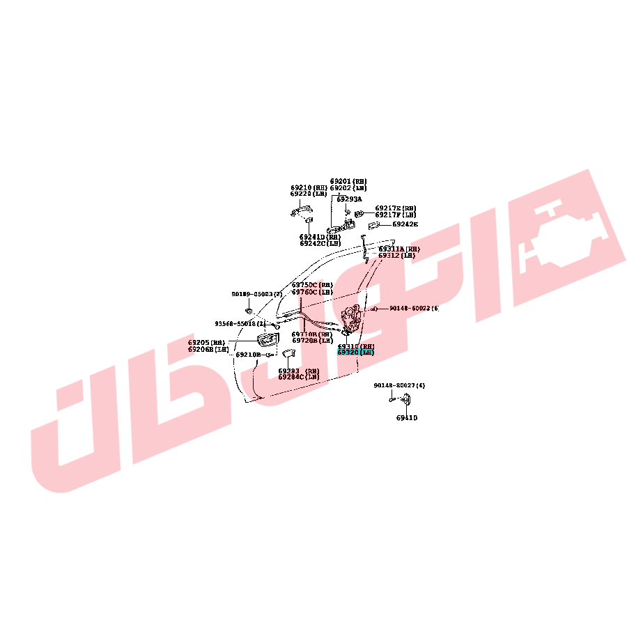 قفل برقی درب جلو چپ کمری مدل 2006-2005