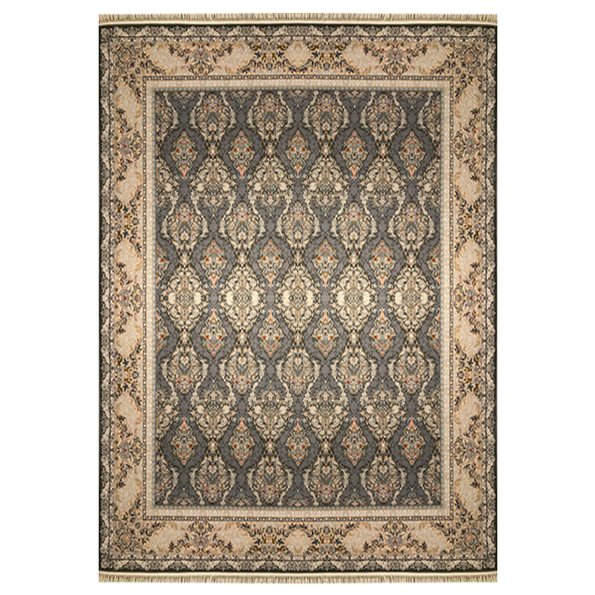 فرش ماشینی 1200 شانه طرح آذین شکلاتی گل برجسته HB12-603