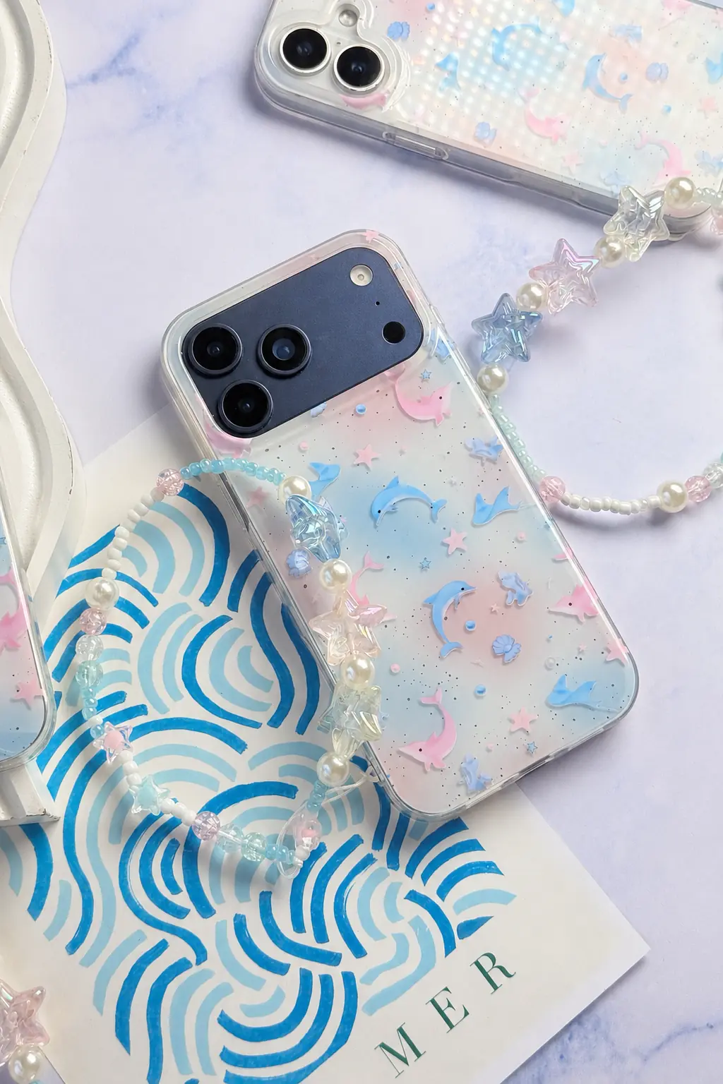 قاب Pastel Star Dolphin با آویز (کدC2251)