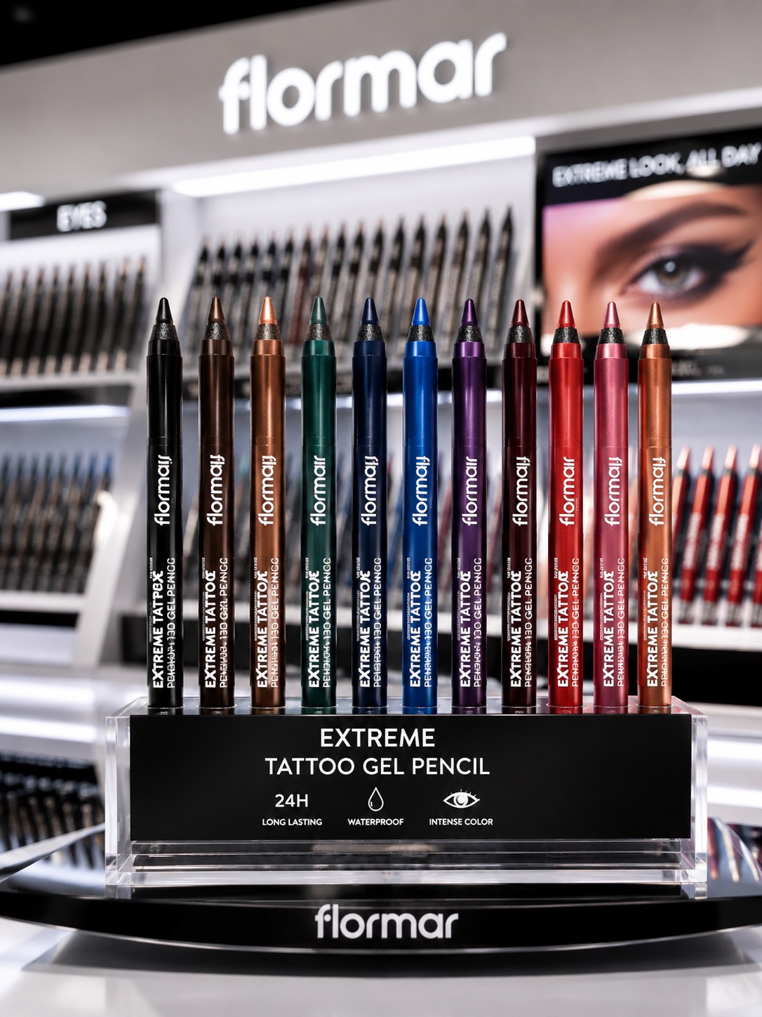 مداد چشم ژلی فلورمار flormar مدل Extreme Tattoo Gel Pencil