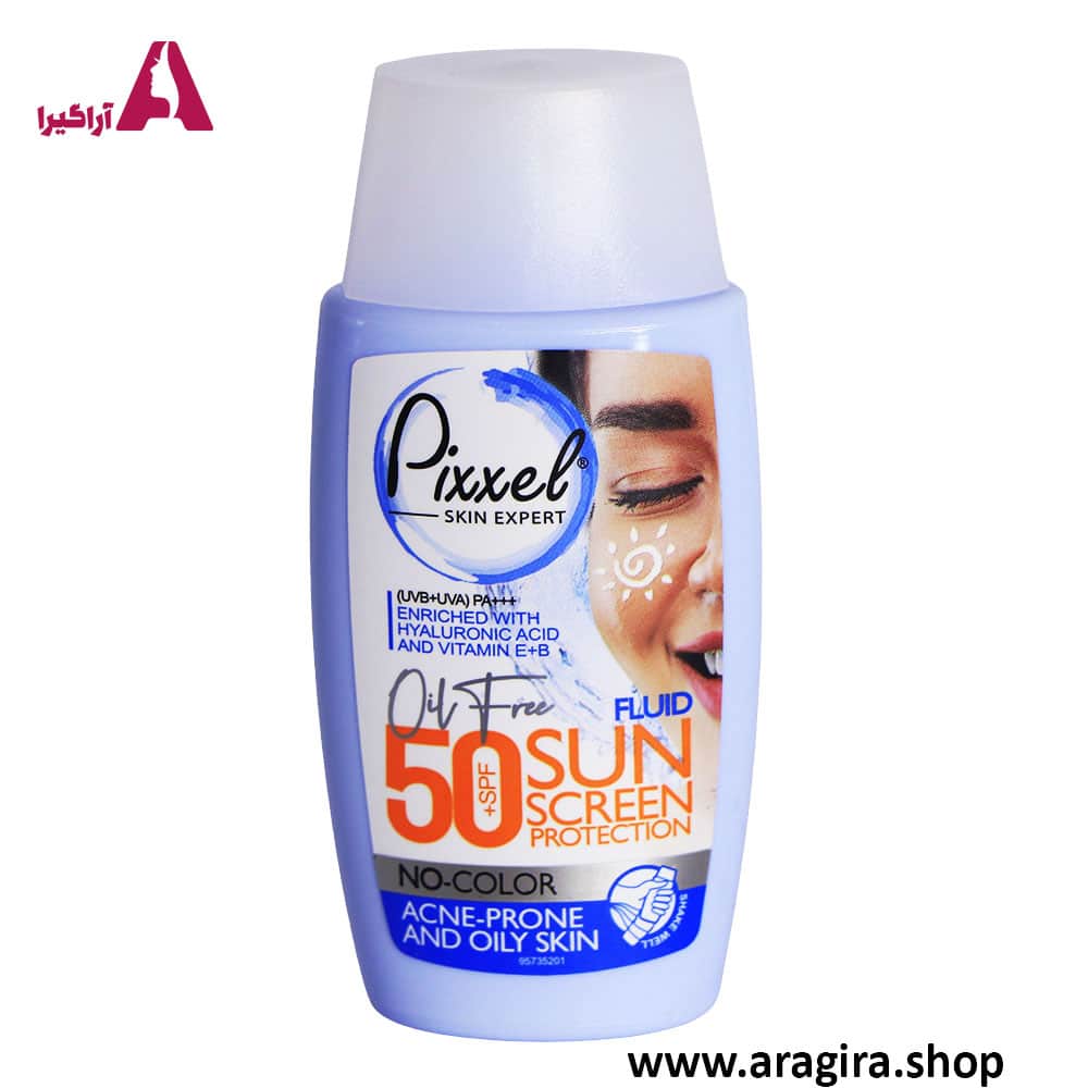 کرم ضد آفتاب بی رنگ پوست چرب و جوش دار +SPF50 پیکسل 50ml