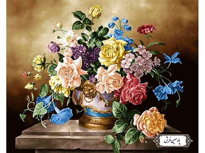 نخ و نقشه تابلو فرش گل های رز رنگارنگ - کد NG1457