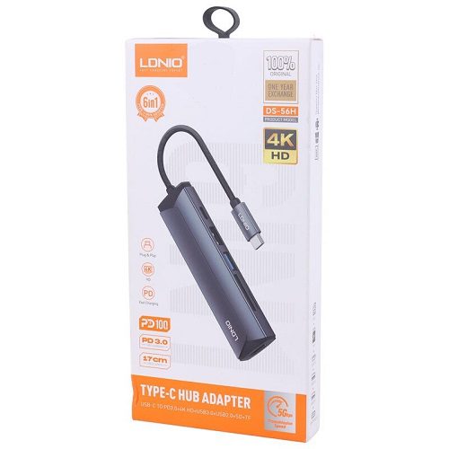 هاب 6 پورت USB-C الدینیو مدل LDNIO DS-56H