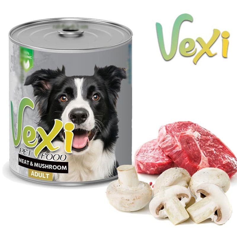 کنسرو غذای سگ «وکسی Vexi» پته با طعم گوشت و قارچ (280 گرم)